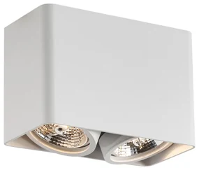 Spot de design alb, montat la suprafață, GU10 70mm, cu 2 lumini, rotativ și înclinabil - Vox