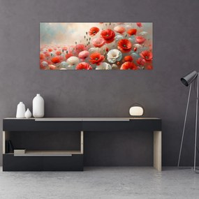 Tablou - Pictură cu maci (120x50 cm)