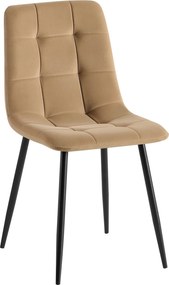 Scaun TED NEW, bej inchis/negru, stofa catifelata/metal, 46x54x88 cm