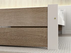 Pat de o persoana alb/stejar sonoma, IKAROS DOUBLE 120 x 200 cm Saltele: Cu saltele Coco Maxi 20 cm, Somiera pat: Fara somiera