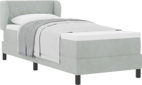 vidaXL Pat cu arcuri cu saltea Gri deschis 80 x 200 cm Catifea