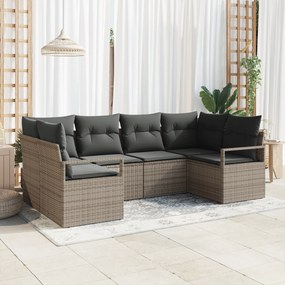 vidaXL Set de canapele pentru grădină 6 pcs Gri Rattan poli