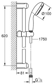 Pachet: Baterie de cadă/dus Essence New-33624001, Set dus Grohe New Tempesta 100-27853001