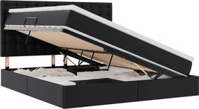 vidaXL Pat cu saltea și LED Negru 180 x 200 cm Piele artificială