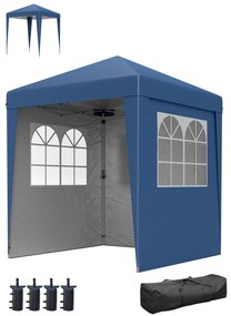 Outsunny Tonela barnum de grădină pop-up pliantă reglabilă în înălțime protecție UV 30+ 3 pereți laterali albastru închis | Aosom Romania