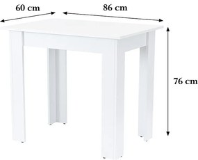 Masă de dining Yorki Standard 86x60 cm albă