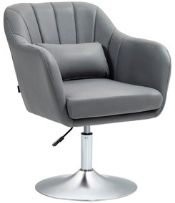 HOMCOM Fotoliu de salon perne lombare înălțime reglabilă rotativ 360° picior din metal gri inchis | Aosom Romania