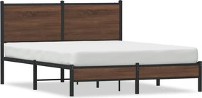 vidaXL Cadru pat metalic fără saltea, Stejar maro, 137x190 cm