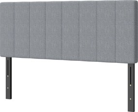 HOMCOM Tăblie reglabilă în 3 trepte tăblie tapițată cu picioare metalice aspect in pentru dormitor 160x10x106/116/126 cm Gri | Aosom Romania