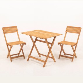 Set mobilier gradina Rivi haaus V2, 3 piese, perna inclusa, Natural/Crem, 100% lemn de fag