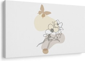 Tablou - Flori bej cu fluture N⁰3 (90x60 cm)