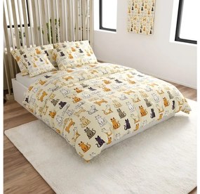 Lenjerie de pat microplus COLORED CATS crem Dimensiune lenjerie de pat: 70 x 90 cm | 140 x 220 cm