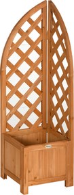 Outsunny Jardiniere cu spalier de colț, orificiu de drenaj, rezistent la intemperii, lemn natural, maro, 32 x 32 x 108 cm | Aosom Romania