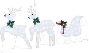 vidaXL Reni LED 3 pcs Alb Rece țesătură