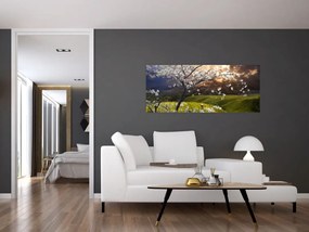 Tablou - Peisaj cu pomul înflorit (120x50 cm)