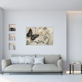Tablou - Marmură de fundal cu fluturi (90x60 cm)