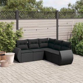 3221344 vidaXL Set mobilier de grădină cu perne, 5 piese, negru, poliratan