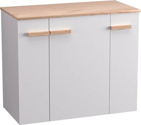 Set dulap alb Krofam e-L_WOOD 79 cm, blat maro 81 cm si lavoar