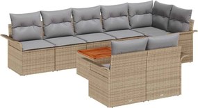 vidaXL Set de canapele pentru grădină cu pernă 9 pcs Bej poliratan