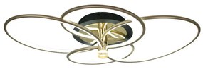 Lustra LED Maddy Two, Cu Telecomanda, 3 Tipuri De Lumina, Intensitate Reglabila, 103W, Negru/Auriu