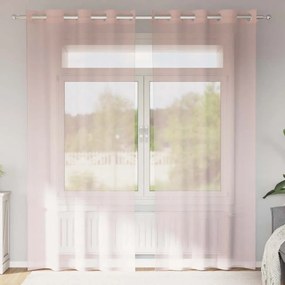 vidaXL Perdele Voile cu Oelii 2 buc Roz deschis 140x245 cm
