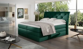 Pat tapitat boxspring, cu spatiu pentru depozitare, 140 x200, Mirabel 141, Eltap (Culoare: Verde inchis / Monolith 37)