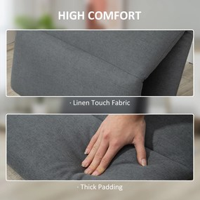HOMCOM Fotoliu de podea Relax cu spatar rabatabil, scaun de pat de o persoana din material si otel, 71x72x60cm, gri inchis | AOSOM RO