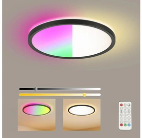 Brilagi - Corp de iluminat LED RGB dimabil ULTRA SLIM LED/18W/230V Ø 30 cm negru + telecomandă