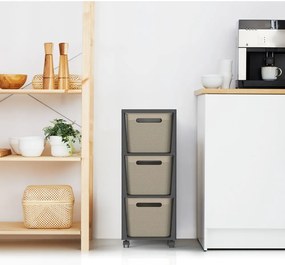 Etajeră pe roți neagră/bej din plastic 30x77 cm Brisen - Rotho