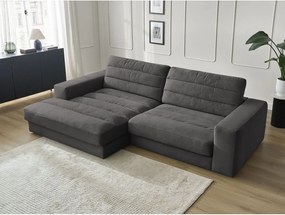 Colțar gri antracit cu tapițerie din catifea (cu colț pe partea stângă/cu șezlong) Sierra – Bobochic Paris