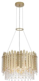 Lustra metal auriu, cristale din sticla Spear 8Lt