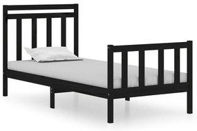 3105344 vidaXL Cadru de pat mic single, negru, 75x190 cm, lemn masiv