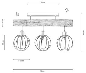 Lustră aplicată Spot-Light DO6977304 BERIS 3xE27/25W/230 pin