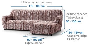 Huse bielastice OCEANO NOU bordo-maroniu canapea cu otoman dreapta (l. 170 - 300 cm)