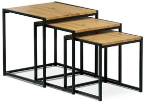 Set 3 buc mese de cafea Ascendio (stejar + negru). 1042781