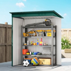 Outsunny Căsuță de Grădină 1.37m² din Metal, Montare Ușoară, Spațiu de Depozitare Unelte Grădină cu Ventilație, Ușă Culisantă, Acoperiș Înclinat și Mănuși, 159x106x181 cm, Verde | Aosom Romania