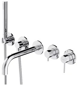 Baterie cada - dus incastrata Omnires Y 5 orificii cu corp ingropat si set de dus