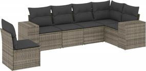 vidaXL Set mobilier grădină cu perne, 6 piese, gri, poliratan