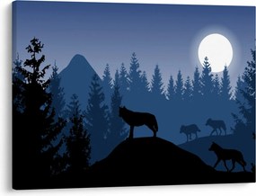 Tablou - Haita de lupi sub lună plină (70x50 cm)