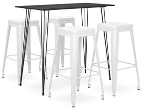 vidaXL Set mobilier de bar, 5 piese, negru și alb