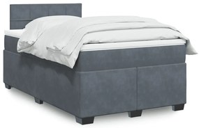 vidaXL Pat box spring cu saltea, gri închis, 120x200 cm, catifea