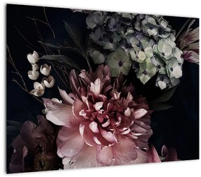 Tablou pe sticlă cu buchet (70x50 cm)