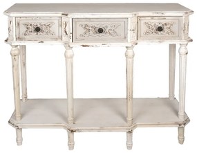 Consola alba, din lemn, cu aspect vintage, Marivelle