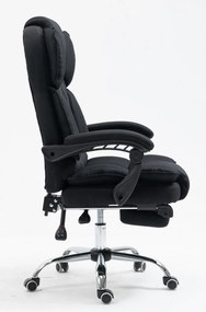 Scaun directorial, suport picioare, funcție recliner, textil, Negru