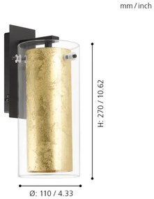 Eglo 97839 - Aplică perete PINTO GOLD 1xE27/40W/230V