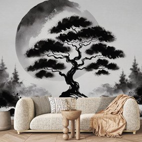Fototapet - Bonsai alb-negru (147x102 cm)