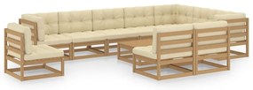 Set mobilier gradina cu perne 11 piese maro miere lemn pin maro miere, Da, 1