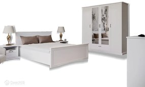 Dormitor Valencia, MDF VOPSIT ALB, Dulap, Pat, 2 Noptiere