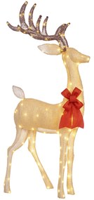 Outsunny Ren luminos de Crăciun, decorațiune din oțel iluminată cu 137 LED-uri alb cald, 66 x 25 x 135 cm, auriu | Aosom Romania