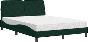 vidaXL Pat cu saltea, verde închis, 140x190 cm, catifea